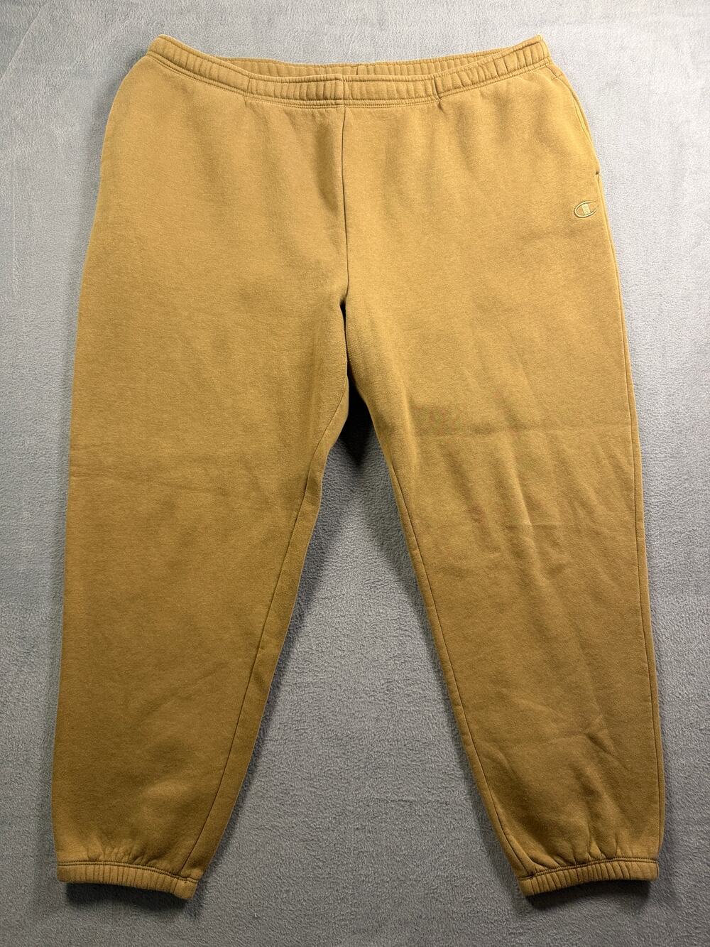 Champion Mens 2XL XXL Mustard Yellow Gold Sweatpants Joggers Fleece Embroidered